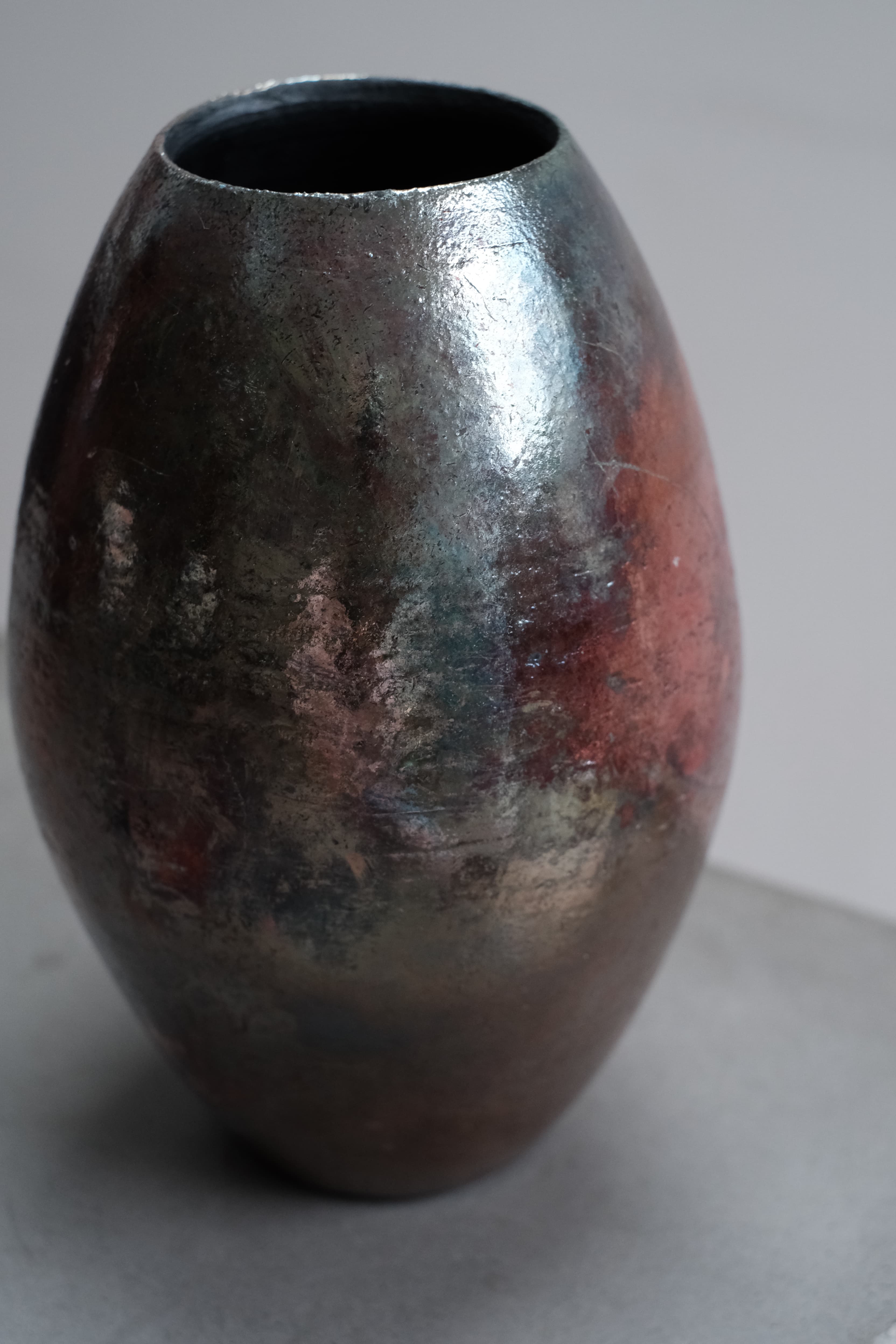 Raku copper vase